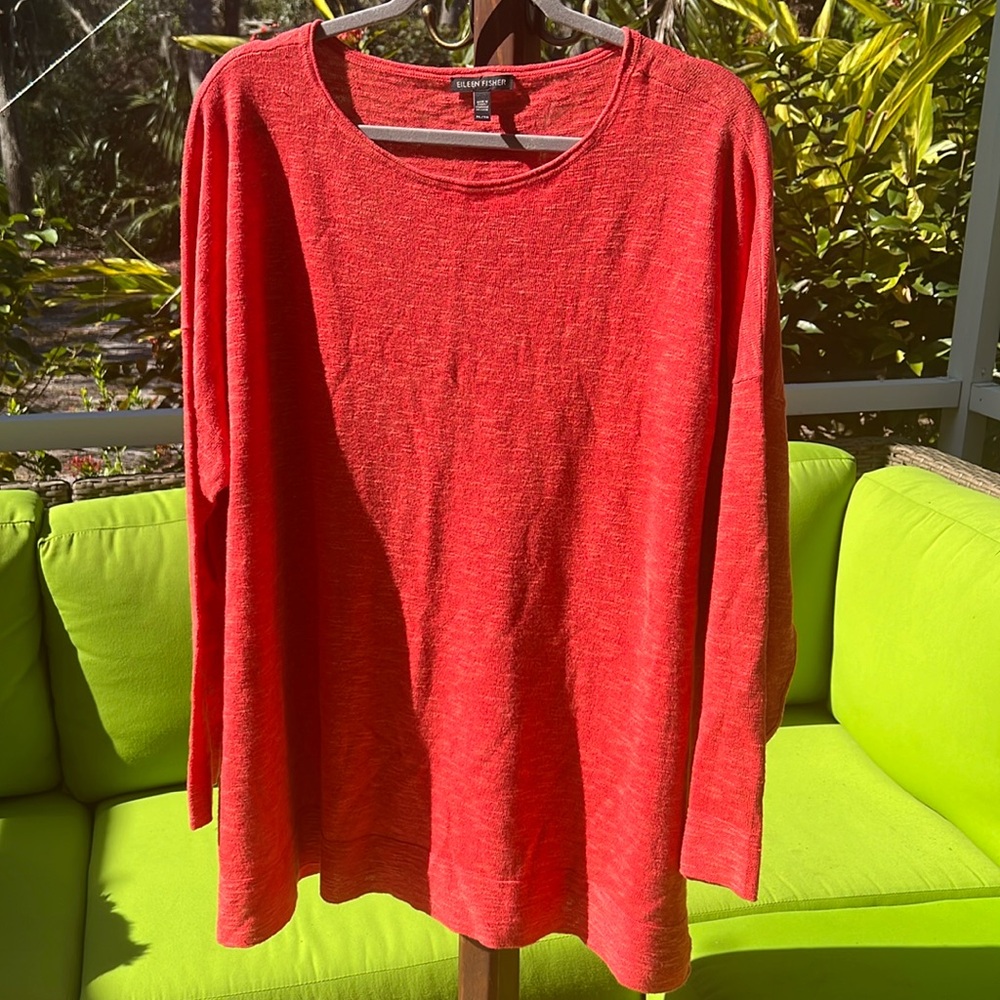 Eileen Fisher Orange Tunic XL Linen cotton blend